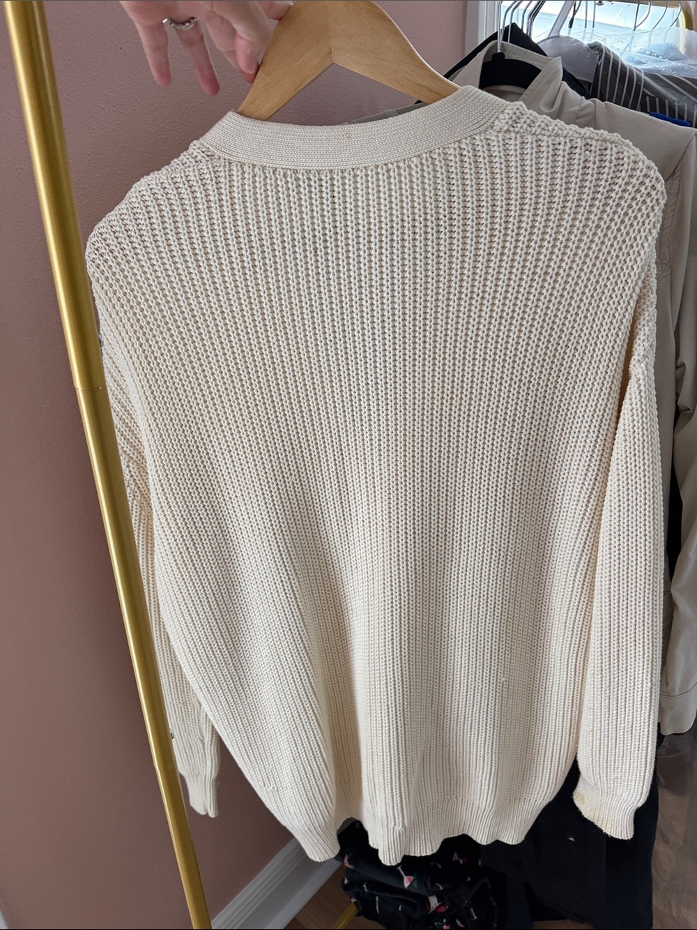 Jenni Kayne Cotton Cocoon ivory Ribbed V-Neck Button Cardigan S - Picture 8 of 8